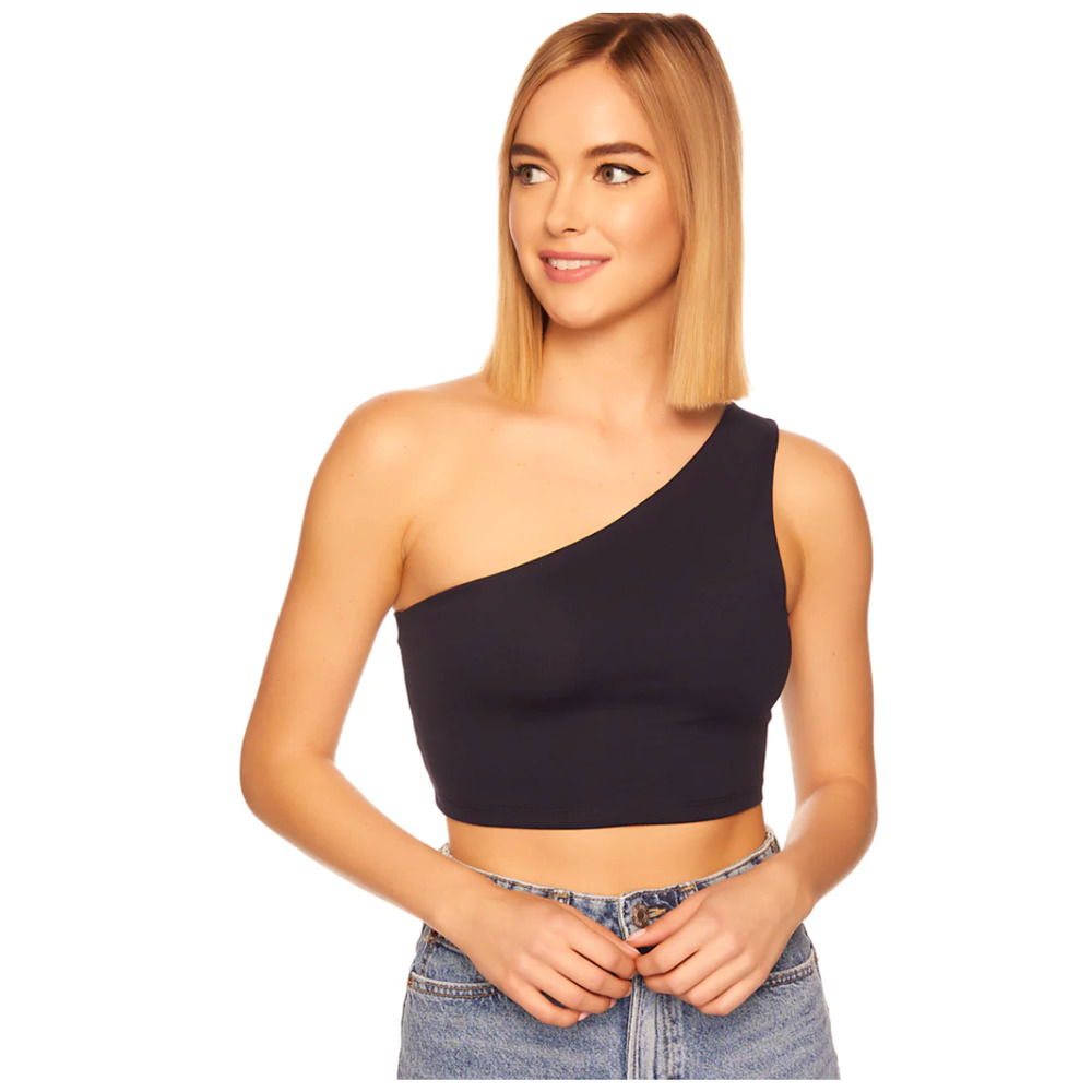 Revolve x Susan Monaco Top Women Small Black essential one shoulder crop top
